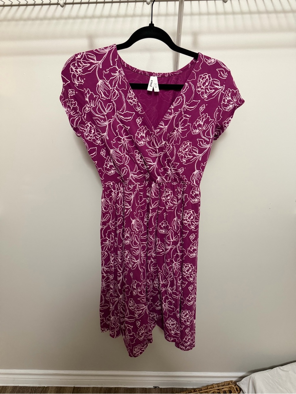 Women's Magenta Floral Wrap Midi Dress